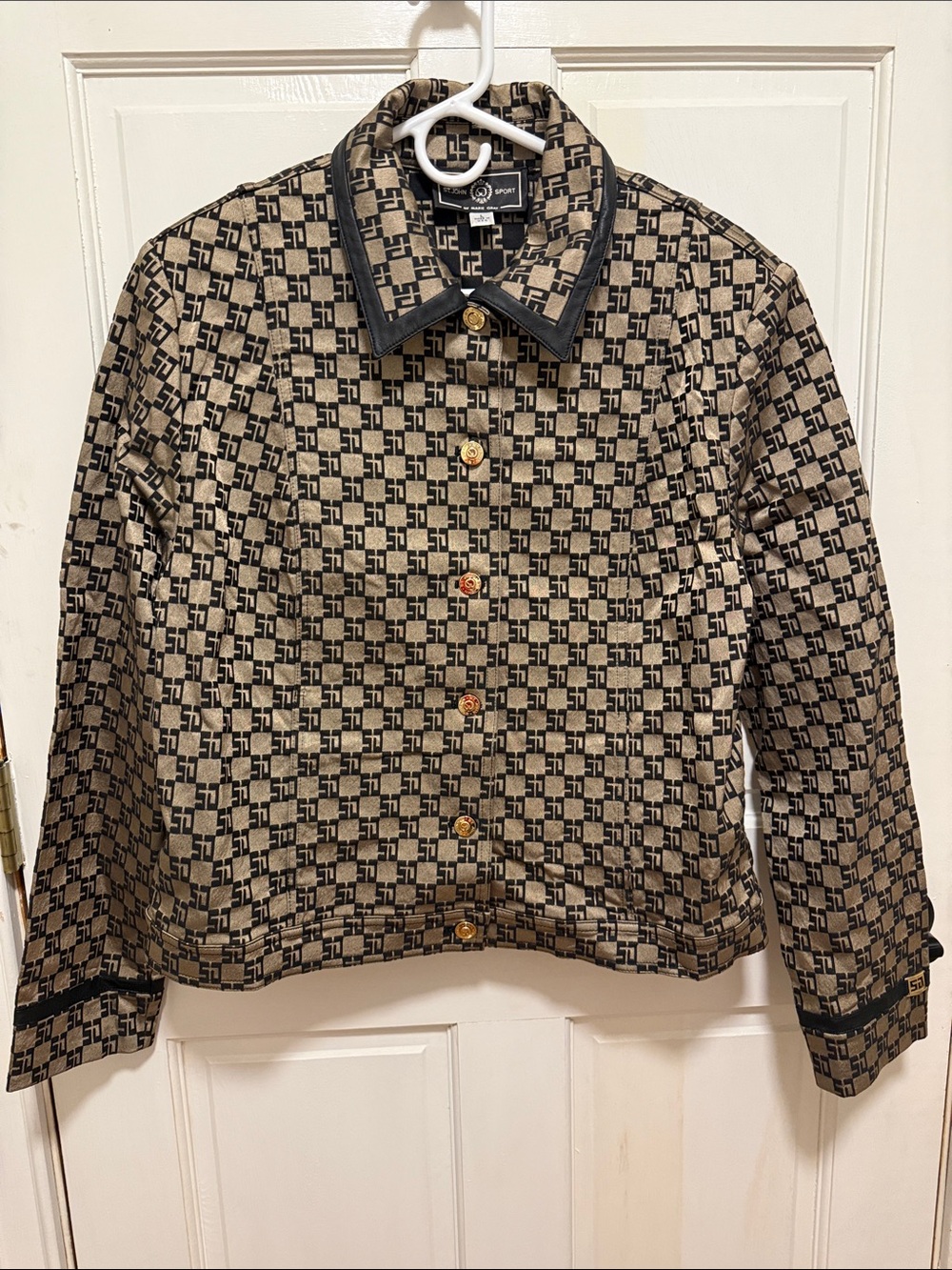 St. John Sport by Marie Gray Vintage Beige and Black Monogram Jacket - Large